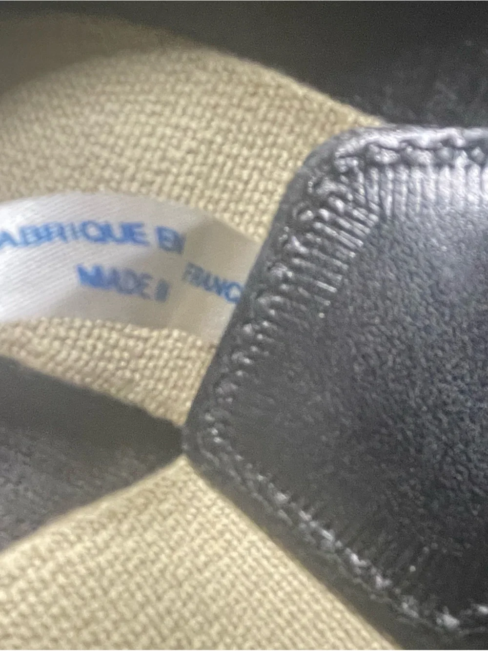 CHANEL Beige Logo Webbing Suspenders with Black Leather Connector